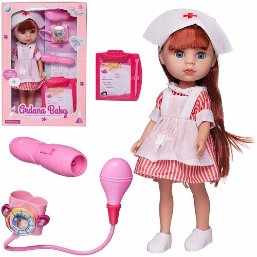 кукла модница 25 см в наборе с аксессуарами в коробке abtoys [pt 00607 wj a6263 ] Кукла Ardana Baby Доктор, 32,5 см, в наборе с медицинскими аксессуарами, со световыми и звуковыми эффектами - Junfa Toys [WJ-19259/шатенка]