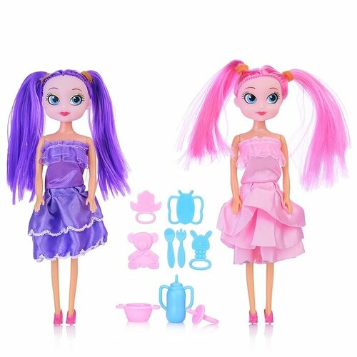Набор кукол Oubaoloon фиолетовая и розовая, с аксессуарами, в пакете (2777-A) игровой набор полесье для купания кукол 2 с аксессуарами в пакете 47250