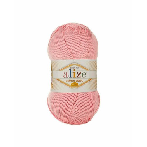 Пряжа Alize Cotton baby soft (Ализе Коттон беби софт) цвет: 161 пудра, 50% хлопок, 50% акрил 100г/270м, 2 шт пряжа для вязания alize cotton baby soft 100гр 270м 50% xлопок 50% aкрил 55 белый 5 мотков