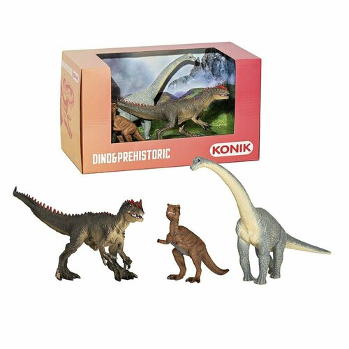Набор фигурок KONIK Динозавры: брахиозавр, детёныш тираннозавра, аллозавр