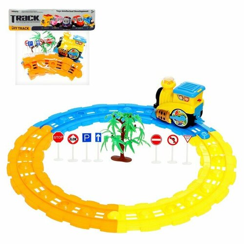 Железная дорога Паровозик работает от батареек дорожные знаки в комплекте 687₽