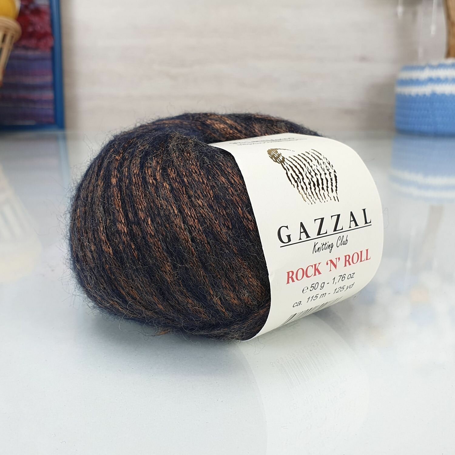 Пряжа GAZZAL ROCK N ROLL (Gazzal) бронза - 13907 9% шерсть 70% полиамид 21% акрил 10 мотков 50 г 115 м.