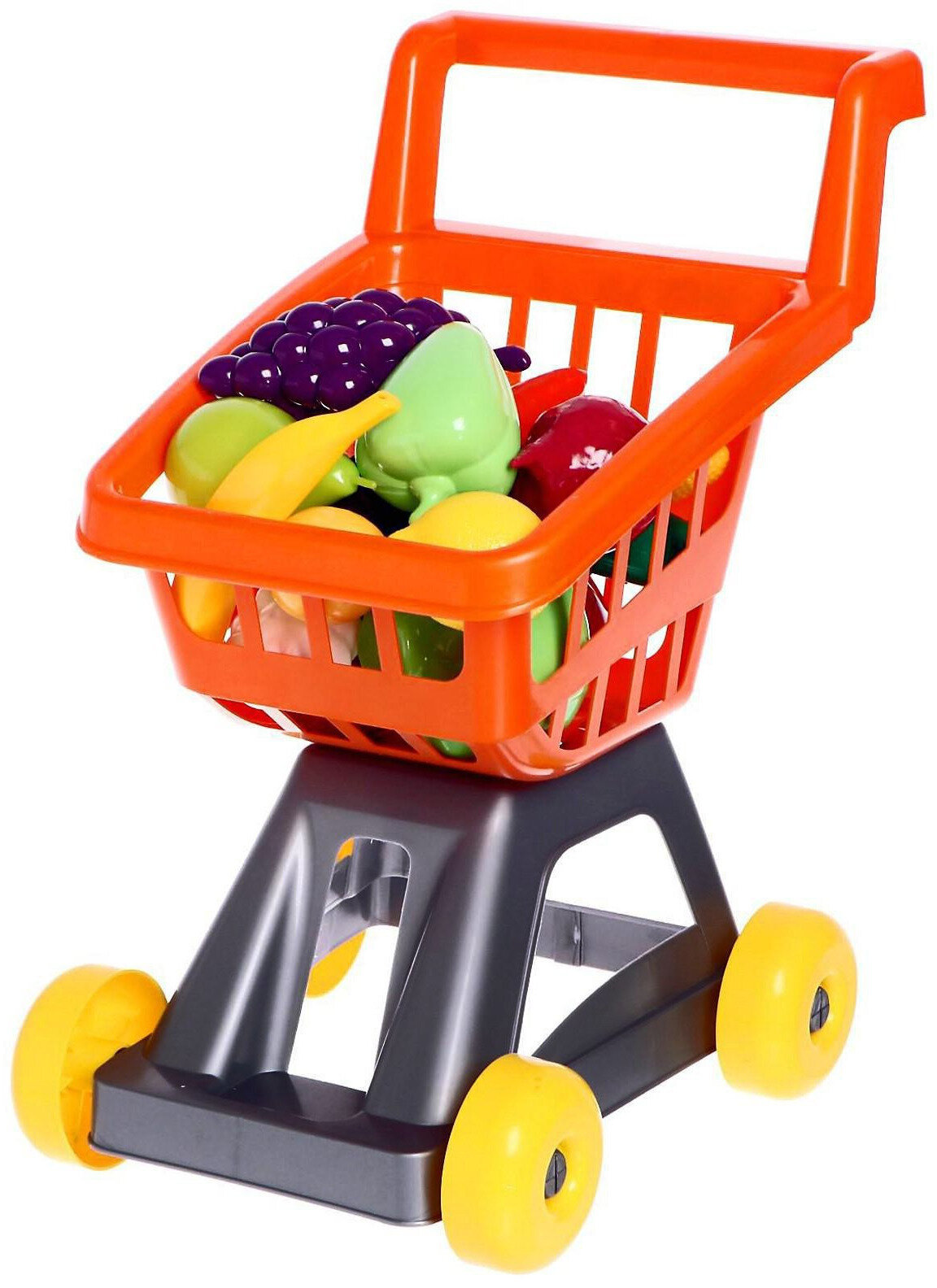 Сюжетно-ролевая игрушка "Тележка для супермаркета с фруктами и овощами", играем в магазин