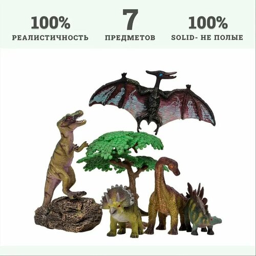 Динозавры и драконы для детей серии Мир динозавров: птеродактиль, трицератопс, брахиоза