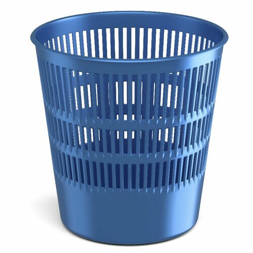 Корзина для бумаг Ice Metallic 12 л, пластик, сетчатый, форма круглая, цвет синий Erich Krause