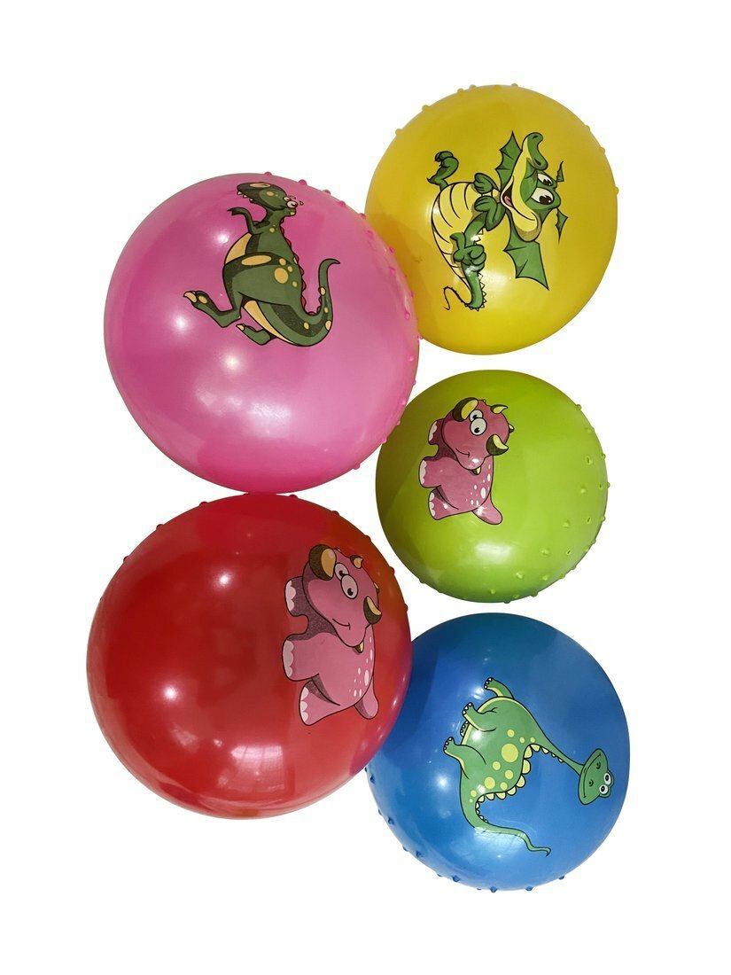 Мяч детский Moby Kids "Динозаврики" с рисунком и массаж. стороной, 21 см./ 60 г, ПВХ . в ассорт. 649213