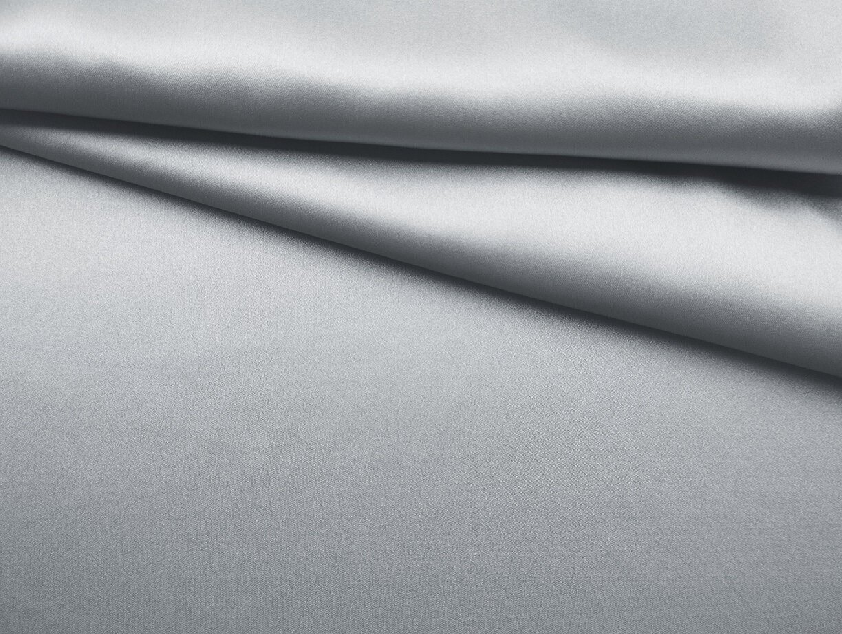 Ткань Атласный Шелк с эластаном серый светлый Италия 42749