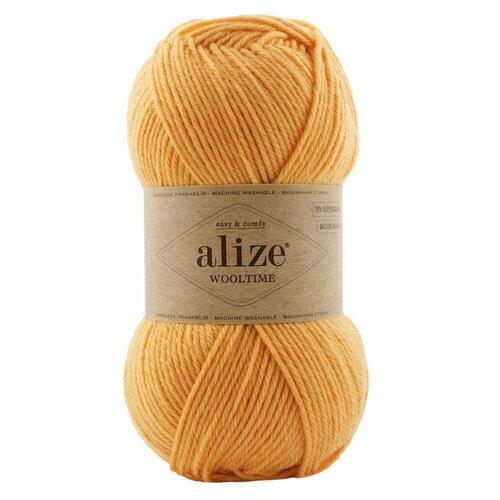 Пряжа Wooltime, Alize, тосканский жёлтый - 423, 75% SW шерсть, 25% полиамид, 5 мотков, 100 г, 200 м.