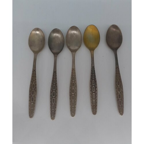 Винтажный советский набор чайных ложек с рисунком мельхиор, СССР