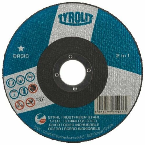 Диск отрезной TYROLIT 125x2,5х22,2 A30Q-BF по металлу и нержавеющей стали TYROLIT Basic, 25 шт.