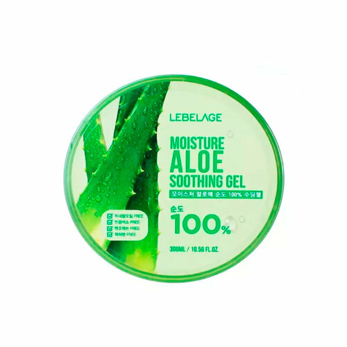 Гель для кожи LEBELAGE Soothing Gel Jeju Moisture Aloe Vera 100% 300 мл гель универсальный увлажняющий с алоэ вера 3w clinic 98% aloe vera soothing gel 300 мл