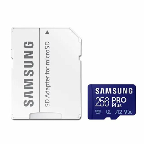 Карта памяти MicroSDXC Samsung Pro Plus - 256 Gb - 180/130 МБ/c + SD адаптер