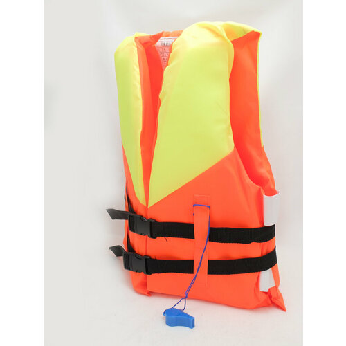 фото Жилет детский страховочный для плавания (4-8 лет) (лимон-оранж) + свисток нет бренда