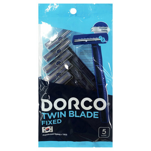 Станок для бритья Dorco одноразовый Twin Blade Fixed TD708DB-5P 2 лезвия, 5 шт станок мужской каждый день одноразовый с 2 лезвиями 5 шт