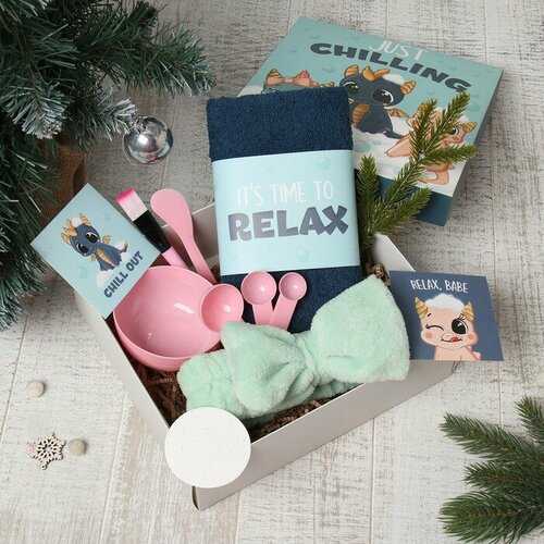подарочный набор новогодний новогоднее чудо полотенце и акс Набор подарочный Relax полотенце и акс