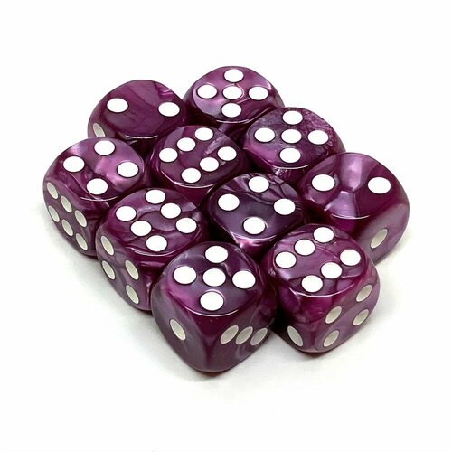 Ork's Workshop Набор кубиков D6 перламутровые Темный розовый 16мм со скругленными углами (10 шт.)