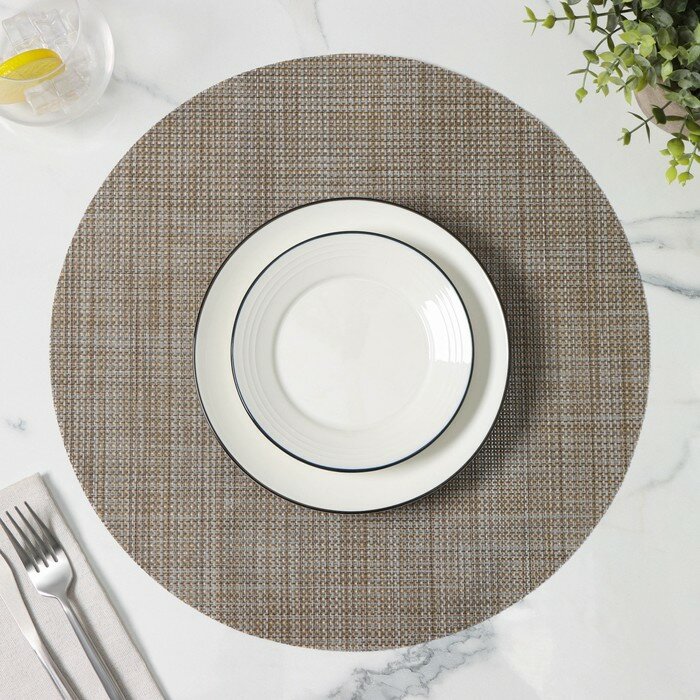 фото Салфетка сервировочная на стол «Ди», d=38 см, цвет серый, 2 штуки