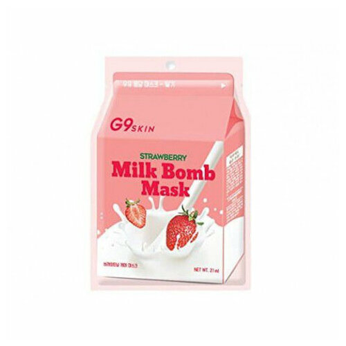 Маска тканевая для лица G9SKIN MILK BOMB MASK-Strawberry, 25 мл