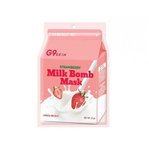 Маска для лица тканевая G9SKIN Milk Bomb Mask Strawberry 21мл - фото №1