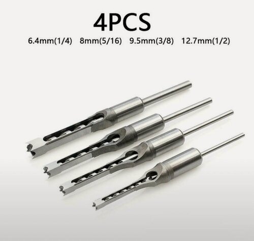 Изображение товара Сверла для квадратных отверстий сверло-стамеска, 6.4-8-9.5-12.7 мм, 4 шт
