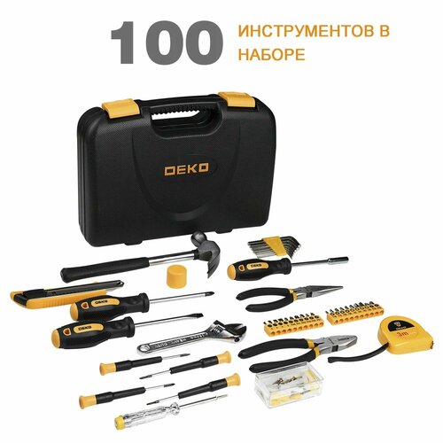 Набор инструментов для дома Deko TZ100, 100 предметов deko набор инструментов для дома tz100 100шт 065 0221