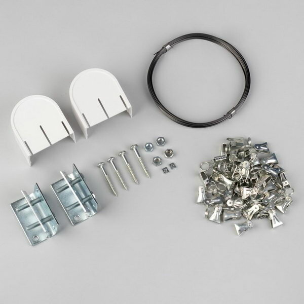 Карниз-струна 10 м с металлическими зажимами 60 шт цвет белый