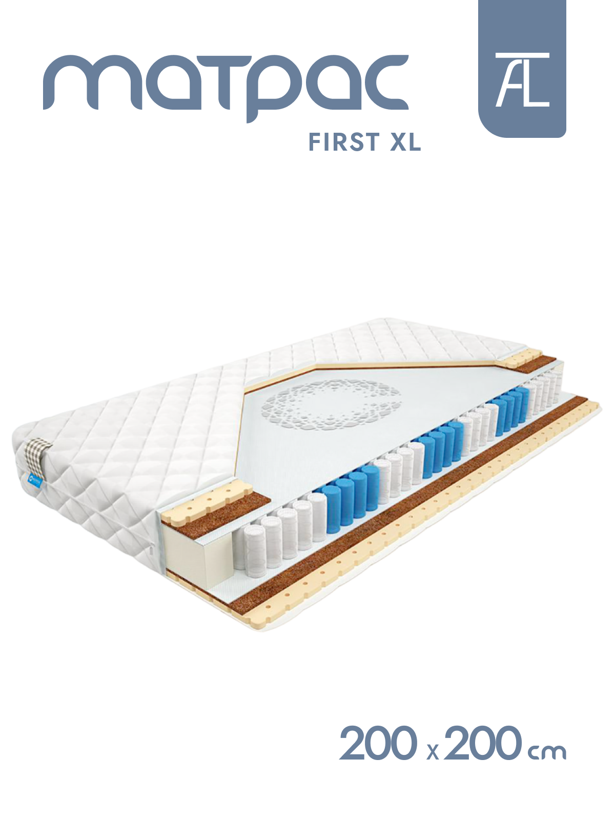 Матрас FIRST XL BioCrystal Mr.Mattress, 200х200 см