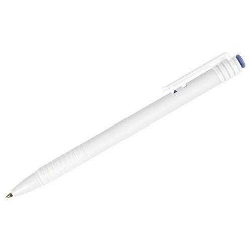Ручка шариковая автоматическая СТАММ 500 синяя, 0,7мм, белый корпус, 50 штук