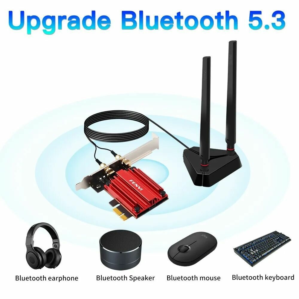 Сетевая карта Fenvi FV-AXE3000 Pro Wi-Fi 6, 2.4ГГц/ 5ГГц/ 6 ГГц, Wi-Fi 802.11AX/AC PCI Express, адаптер Bluetooth 5.3 — фото 4