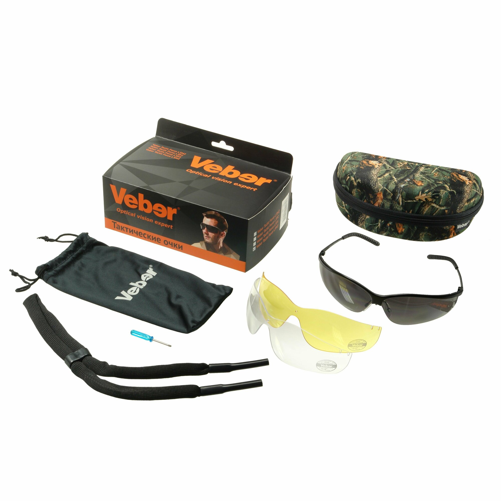 Очки тактические Veber Tactic Force L3M3, со сменными ударопрочными поликарбонатными линзами — фото 1