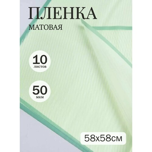 Пленка матовая 58смх58см 10 листов 50мкм РЦ Полоски зеленый с зеленым кантом