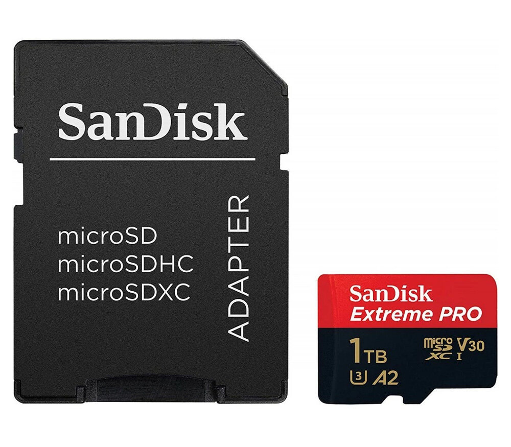 Карта памяти SANDISK Extreme Pro 1Tb micro SDXC UHS-I U3 V30 A2 + ADP (200/140 MB/s) SDSQXCD-1T00-GN6MA