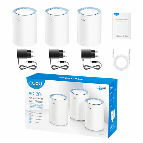 Mesh WiFi система Cudy M1200-3pack wi fi usb адаптер cudy wu1300s черный