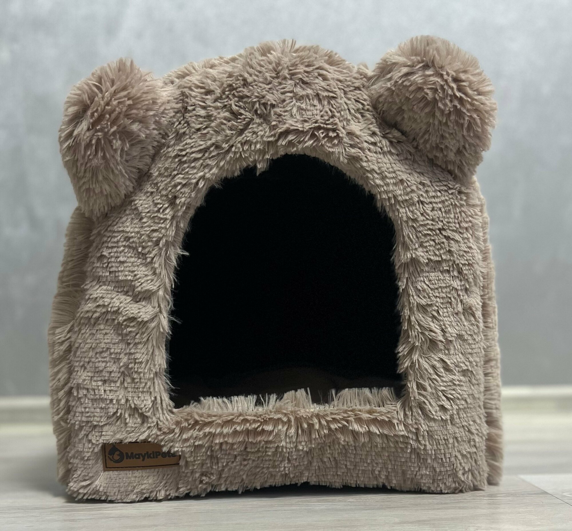 Меховой домик "Мишка кофейный" для кошек и собак/45х35х35см - фотография № 1