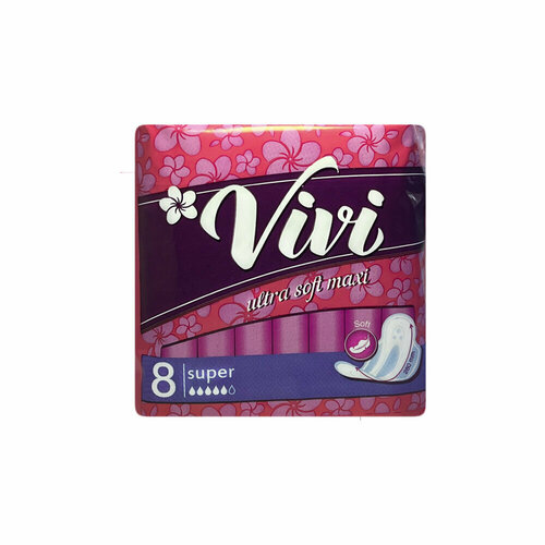 Прокладки женские гигиенические VIVI Super ultra soft maxi (8 шт/уп), 3 упаковки