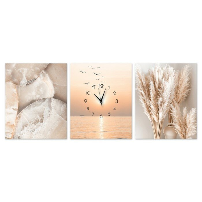 фото TIMEBOX Часы настенные модульные, серия: Интерьер, "Закат", плавный ход, 117 х 48 см