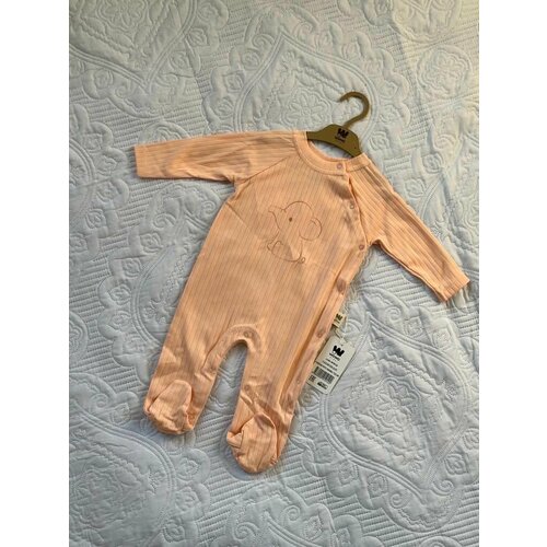 фото Комбинезон wowo kids, закрытая стопа, размер 0-3, оранжевый, коричневый