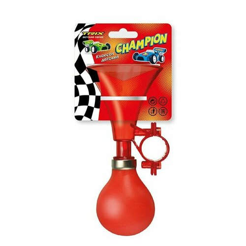 фото Звонок велосипедный детский, клаксон trix champion, пластик/резина, красный (ah-tx-champion-0-r)
