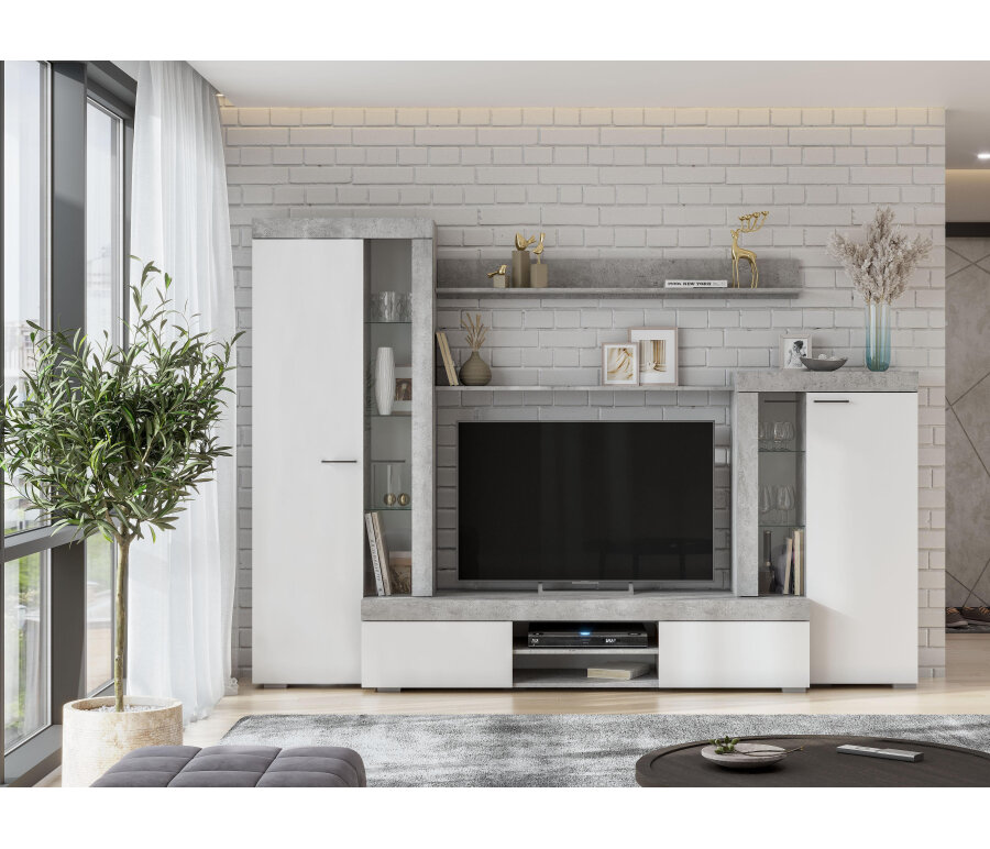 фото Готовая гостиная Woodville Swede цемент светлый / белый