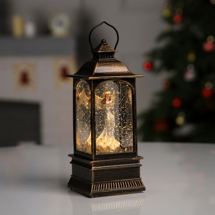 фото Luazon Lighting Светодиодная фигура «Фонарь с ангелом» 7.8 × 19.5 × 7.8 см, пластик, батарейки ААх3 (не в комплекте), USB, свечение тёплое белое