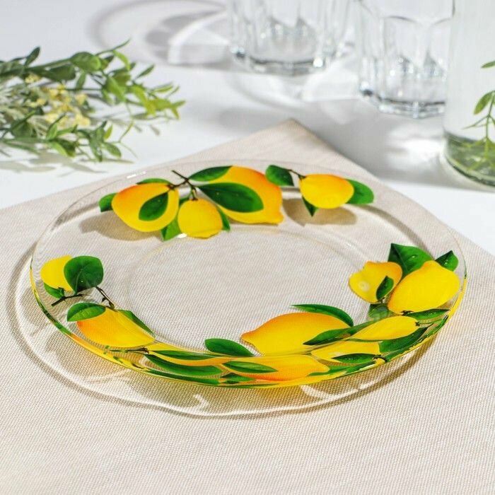 фото Тарелка "Лимон", десертная, диаметр19,6 см, стеклянная