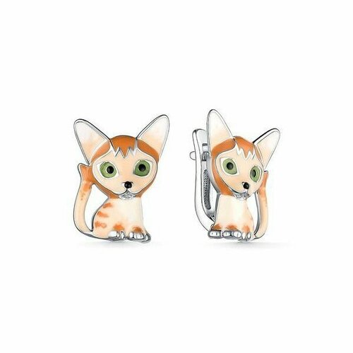 Серьги Мириада, серебро, 925 проба, эмаль, белый