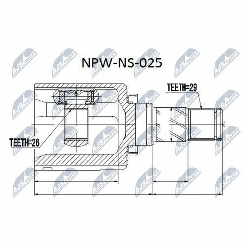 Шарнир равных угловых скоростей Nty NPWNS025 для Nissan Maxima (1999-2003), Nissan X-Trail (2001-2013)