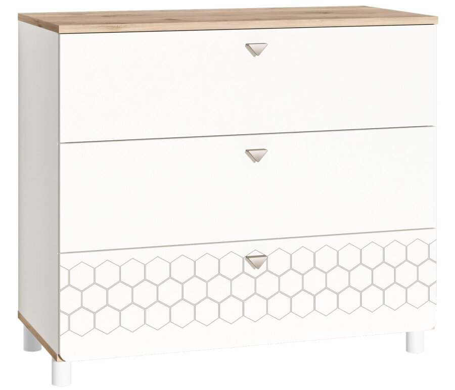 фото Комод Woodville Эльга белый шагрень / дуб белый exclusive