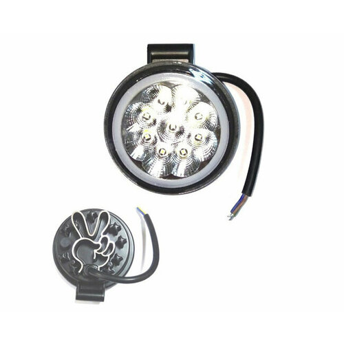 фото Фонарь светодиодный 9led 27w mini r со светодиодным ободком круглый (9-60v) 96*96*50mm torino