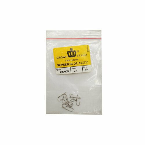 фото Крючок рыболовный crown brand 23300n с большим ушком (никель) размер: №20 20шт нет бренда