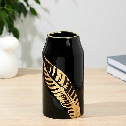 Ваза керамика Анаит d-8х10 см h-21 см золотисто-чёрный 3720₽