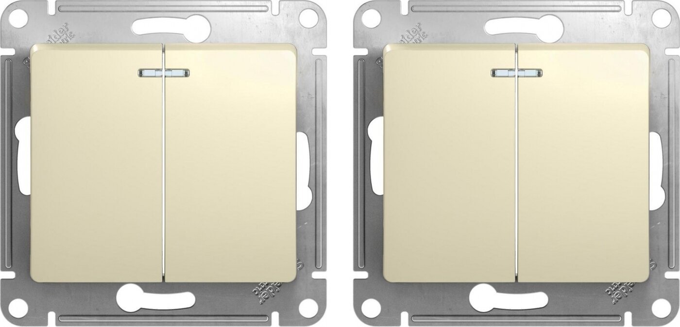 Механизм выключателя Schneider Electric Glossa двухклавишный с индикацией бежевый (комплект из 2 шт.)