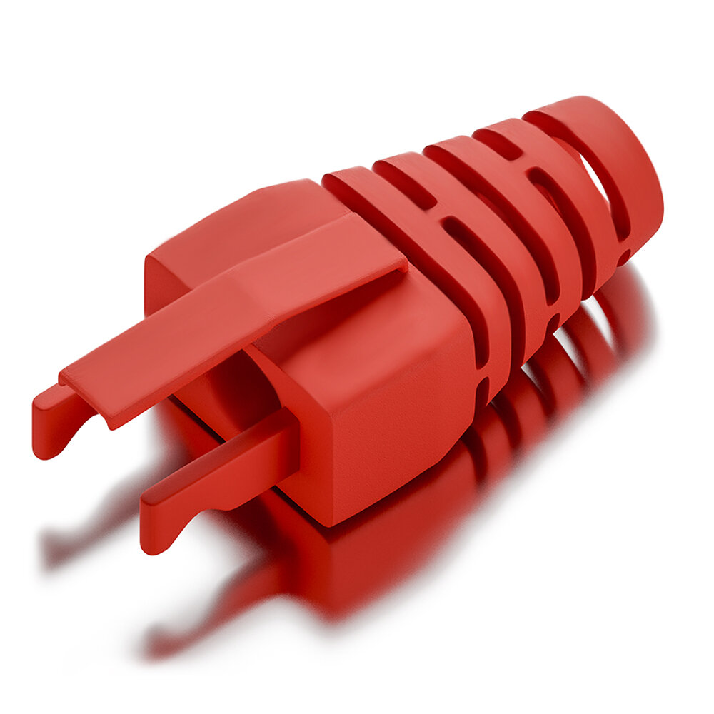 Колпачок на вилку коннектора 8p8c RJ-45 GCR изолирующий красный на кабель диаметром 5.0-5.5 мм (100шт)