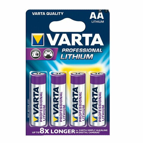 Батарейка AAA Varta LR03-4BL, Professional Lithium, 1.5В, (4/40/200), 4шт батарейка алкалиновая varta energy aaa lr03 10bl 1 5в блистер 10 шт